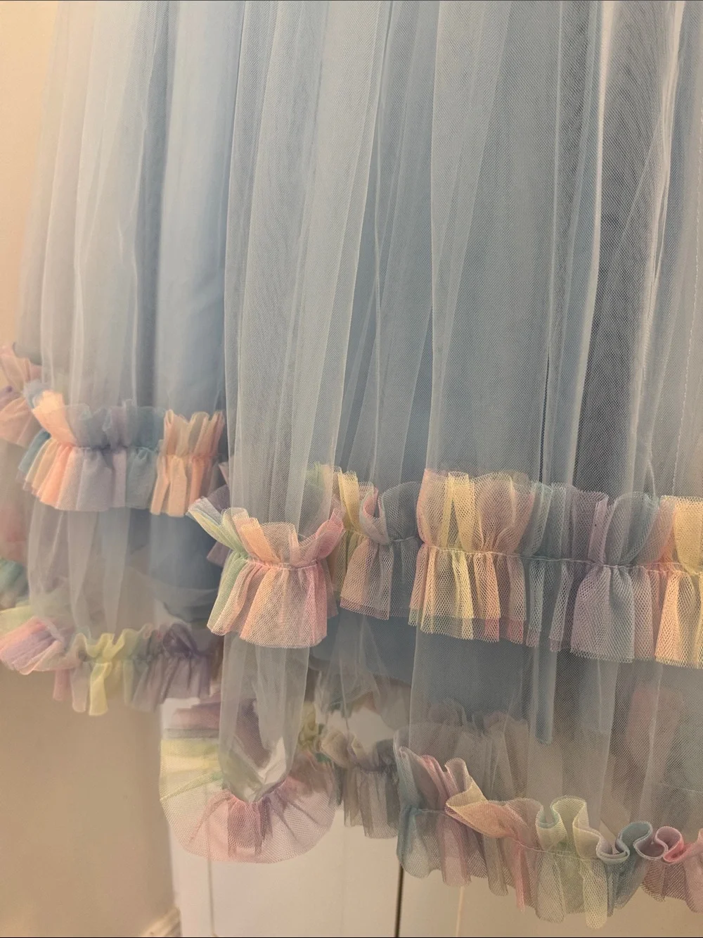Sparkle Rainbow Sequin & Blue Tulle Girls' Dress
